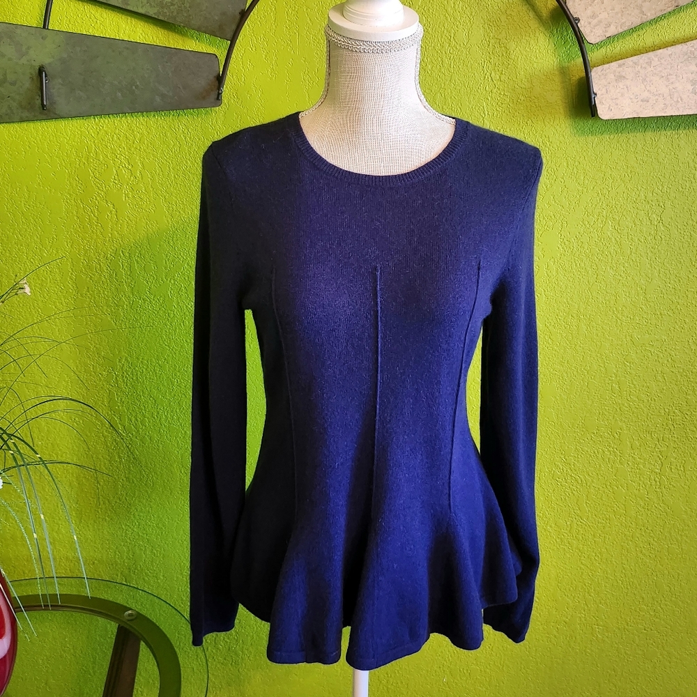Antonio Melani 100% Cashmere Blue Pleated Sweater Size Small